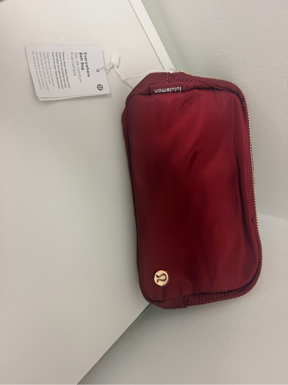 Lululemon Burgundy Everywhere Belt Bag & Never Lost Keychain Bundle NWT